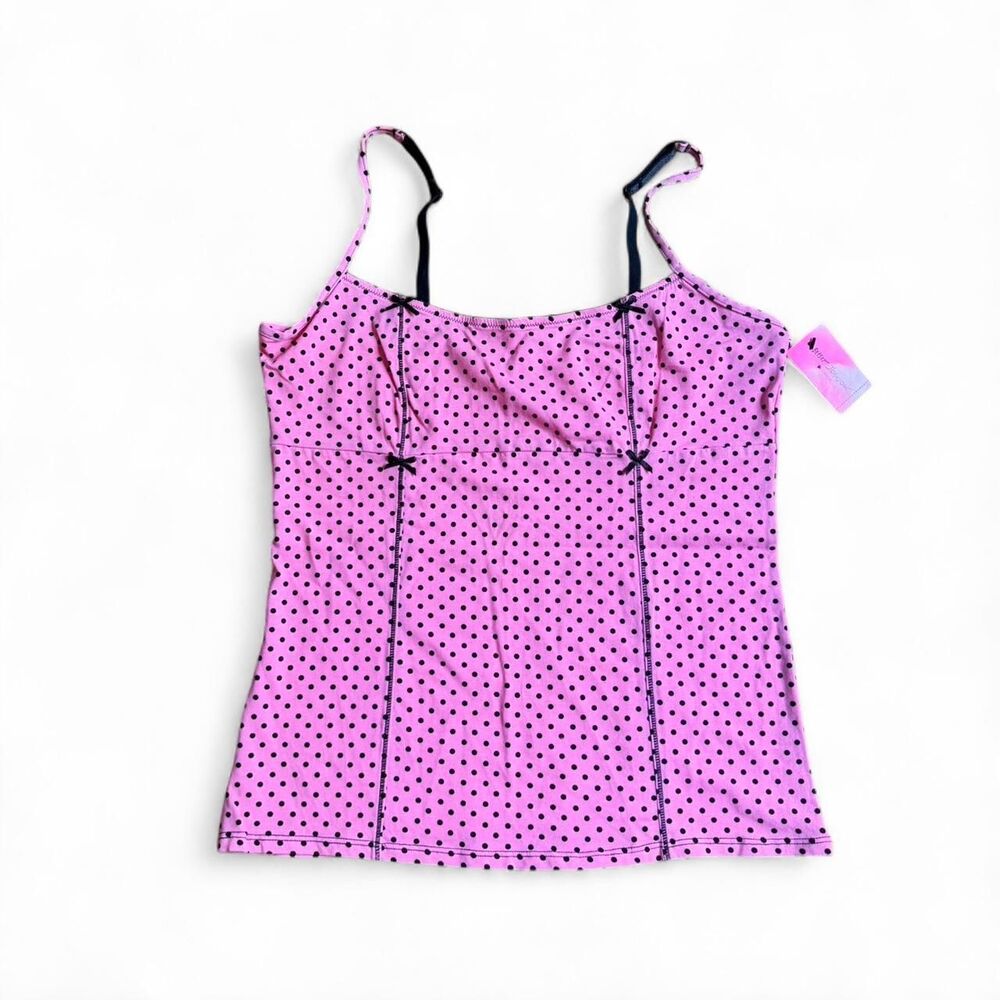 Betsey Johnson Y2K esque Pink Polka Dot Cami NWT Size XL